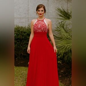 RED Embellished Plated Jeweled Prom Gown B. Darlin